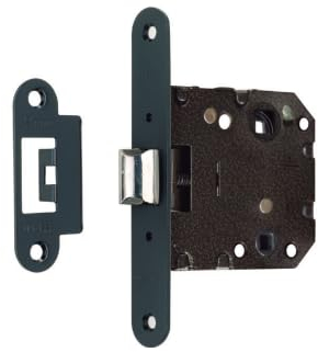 Picaporte pestillo para puertas de paso de madera embutido unificado medida 47mm cantos redondos, agujero de manivela 8 mm y 6 mm en cierre, para puertas de madera interior