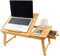 Utoplike Escritorio de bambú para laptop para cama, bandeja superior inclinable, mesa de desayuno de altura ajustable, patas forrables, cajón de almacenamiento, soporte para leer, escribir y comer