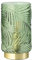 Modern Palm Tree Emerald Forest Green Glass Floral Table Lamp with Brushed Satin Brass Base | 1 x E14 60w Maximum | 22cm x 12cm | Clear Inline Switch by Happy Homewares