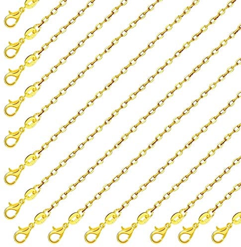26 Pack Gold Necklace Chains for Jewellery Making, Bulk Gold Plated Cable Chain Snake Link Cable Jewelry Chain DIY Chains for Men Women Necklace Bracelet DIY Jewellery Making Repair (18Inches 1.6mm)