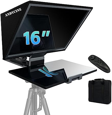 ANDYCINE T16 Teleprompter aus Aluminiumlegierung, Kompatibel mit Ipad, Tablet, Monitor bis zu 16 Zoll, Tragbar für DSLR-Kamera, Interview VLOG Videoaufzeichnung mit Tasche
