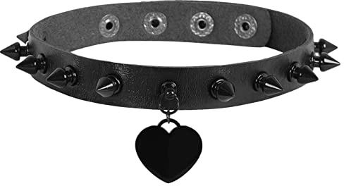 MILAKOO Love Heart Anhänger Choker für Frauen Nieten Biker Riemen Leder Halskette einstellbar