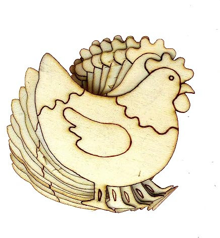 10 x Holz Huhn Hahn Handwerk Form 3 mm Sperrholz (4 x 3,7 cm, ohne Loch)