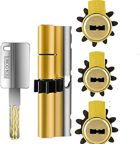 Serrure de porte à engrenages noyau de serrure à 10 dents, serrure à 11 dents, serrure à 13 dents, serrure de porte extérieure serrure de porte antivol cylindre (couleur : gris, taille : 13 dents)