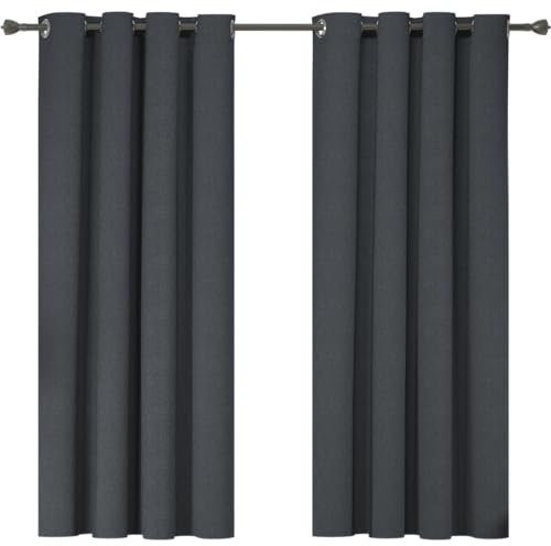 Ystyle Rideau Occultant 100% Effet Lin, Rideau Thermique Isolant Anti Froid Et Chaleur 2 Pièces, 140×180 Rideau Phonique Anti Bruit, Rideaux Moderne Chambre Maison Salon À Oeillets, Gris