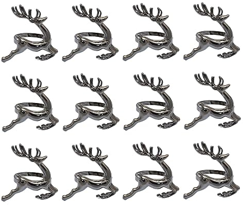 Baoblaze 12 Stück Weihnachten Rentier Serviettenringe, Hirsch Serviettenhalter Rentier Serviettenschnalle, Weihnachts-Serviettenringe für Weihnachten Mittagessen Thanksgiving Party Tischdekoration