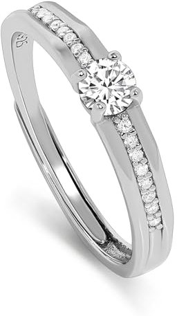 Meissa 925 Sterling Silber Breite Eheringe für Damen, handgefertigter Diamantring für Damen, passende Versprechensringe größenverstellbares Paar-Ring-Set, 3.0mm