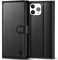 Kuafcase Compatible for iPhone 15 Pro Max Case with 4 Card Slots Magnetic Closure Kickstand Shockproof Protective Phone Case Compatible for iPhone 15 Pro Max - Black