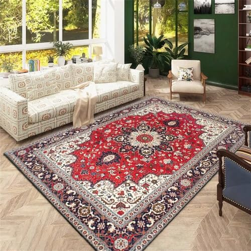 Balkon Teppich Pflanze Blume Orientalisch Retro Kuschelige Teppiche Outdoor Couchtisch Rot 40X60Cm 1Ft 3.7''X1Ft 11.6''