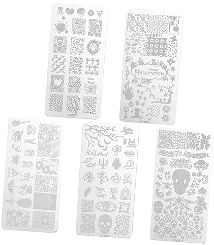 FRCOLOR Nagelstempel 5st Halloween-nagelvorlage Nailart-teller Zum Thema Halloween Stempel Stempelplatten Für Nägel -kit -nagelstempelplatte Nagelwerkzeuge Stahl Teufel Schmücken