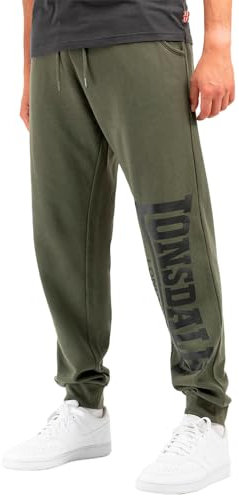 Lonsdale Pantalon de jogging pour homme Coupe normale Logo Large Olive/Noir L