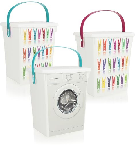 COM-FOUR® 3x boîtes de rangement avec couvercles, 5 L chacune