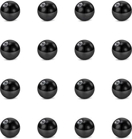 WillTen 16Pcs Kugel Schwarz, 3mm Kugeln 1,2 Zungenpiercing, Bauchnabelpiercing für Industrielle Schmuck Nippel Augenbraue