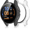 Haofun 2 Pezzi Cover per Samsung Galaxy Watch FE/5/4 40mm, con 9H HD Ultra Vetro Temperato Pellicola Protettiva, PC Protettiva Custodia, Protezione Completa - Trasparente + Nero