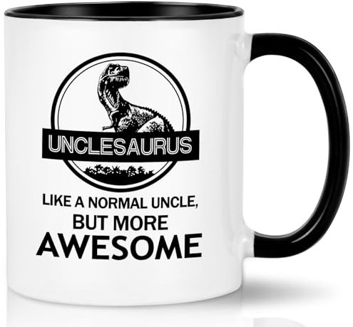 Joymaking Uncle Gifts Coffee Mug for Uncle Birthday Christmas from Nephew Niece, Unclesaurus Best Uncle Gifts for Christmas Thanksgiving Fathers Day - Like a Normal Uncle, but More Awesome, Black 11Oz