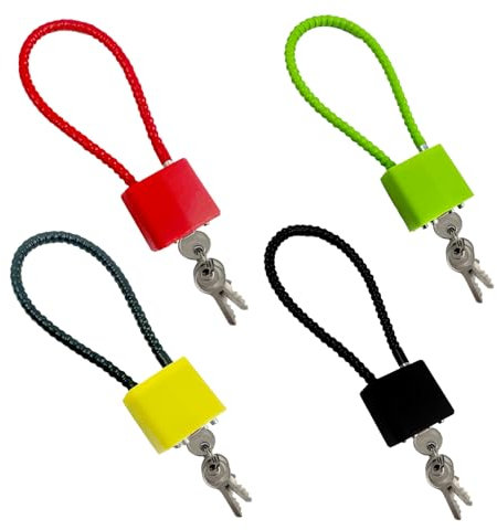 KATIMI 4 Pezzi Lucchetto Corda con Chiavi Universale, Lucchetto Antifurto a Cavo con 3 Chiavi, Lucchetto Lungo ad Arco, Lucchetto a Fune Metallica per Valigia Bicicletta(4 Colori)