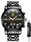 OLEVS Herrenuhren Schwarz Edelstahlarmband Quarz Uhr Männer mit Diamant Datum Wasserdicht Leuchtende Klassische Elegantes Armbanduhr Geschenk
