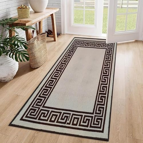 Cozy Haven Athena Runner Rug – Large Non-Slip Washable Carpet for Living Room, Bedroom, Hallway, Lounge, Dining, Kitchen, Modern Indoor Long Floor Runners (Beige & Brown, 80x300 cm)