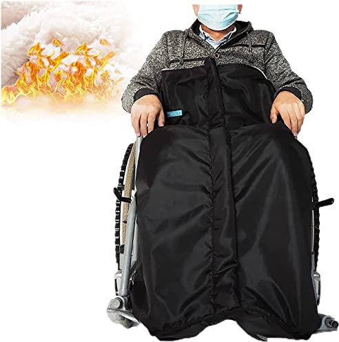 Kuscheliger Bezug für Rollstühle mit Fleecefutter, wasserdichtes Futter aus Kunstfleece für den Winter, hält Beine, Bauch und Unterkörper bedeckt, Umhang mit Reißverschluss, Rollstuhlbezug, Decke, f