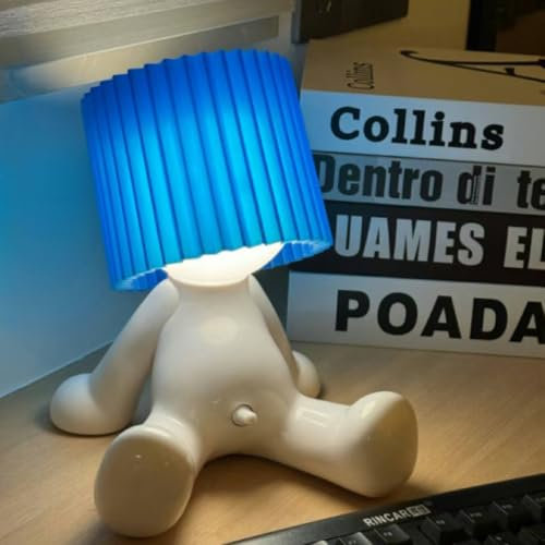 Kreative Nachtlicht A Little Shy Man, Lustige Schüchterner Mann Lampe Tischlampe, LED Tischlampe Mit Schirm, Romantische LED Nachttischlampe Schlafzimmer Deko Lampe (Sitz, Blau)