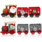 com-four® 2X Weihnachtszüge aus Filz - dekorative Christmaszüge mit Anhängern - stimmungsvolle Weihnachtsdeko - Deko-Eisenbahnen (Filz rot + grau)