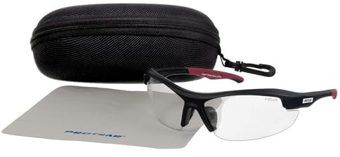 PROTEAR Schutzbrille mit Etui für Augenschutz, Anti-Beschlag-Schutzbrille, kratzfest, UV 400, ANSI Z87+ Schutzbrille für Jagd, Radfahren, Fahren (Schwarz Rot)