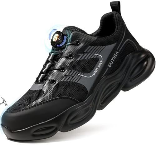 LAoutun Safety Trainers Safety Shoes Men Women Swivel Buckle Protective Shoes Breathable Steel Toe Cap Trainers Comfortable Lightweight Work Shoe Construction Industrial Boots