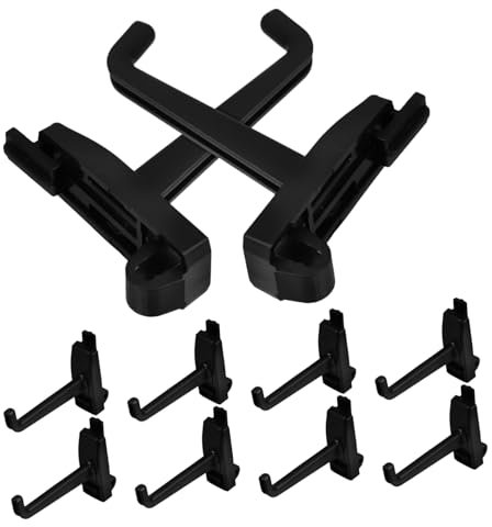 TIDTALEO 10st Anschließen Haushaltshaken Multifunktionshaken Speicherhaken Schwerlasthaken Steckbrett Kleiderständerhaken Autohaken Haken Mit Quadratischen Löchern Rack-haken Plastik Black