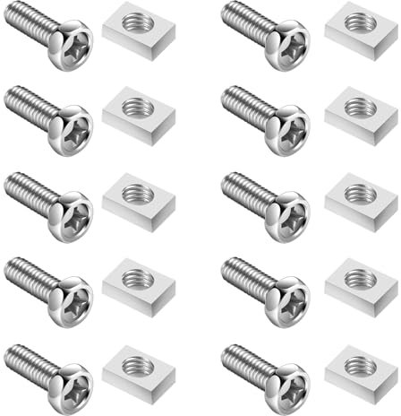 Kit di bulloni e dadi, confezione da 10 connettori terminali per batteria moto, kit di dadi quadrati in acciaio inox, kit di dadi e bulloni M6 x 14 mm, per ATV, moto, scooter