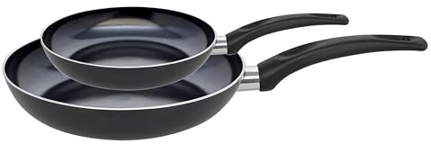 ELO Prima Cucina Bratpfannen Set 2-teilig, 20 & 28 cm Pfannen, ELODUR® Edition Antihaftversiegelung, induktionsgeeignet, schwarz