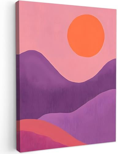 MuchoWow© Impression sur Toile Decoration Murale Peinture Tableaux Art | 30x40 cm - Décoratif Muraux Décoration Chambre Violet - Abstrait - Paysage