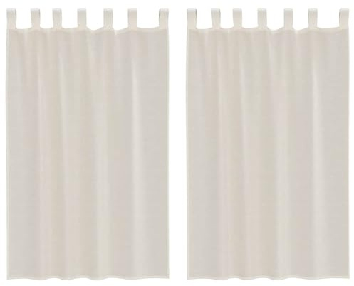 vidaXL Voile Vorhänge mit Lasche 2 STK. Creme