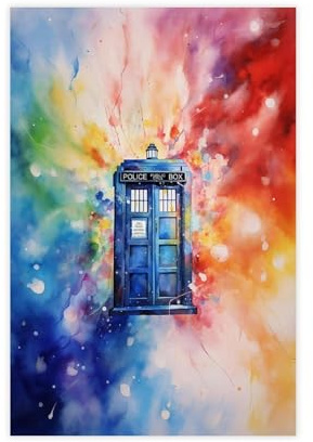 BIRART Zeitlose Elegance_ Tardis Aquarell-Poster, Leinwand, Poster, Schlafzimmer-Dekor, Druck, Bild, Gemälde, 30 x 45 cm