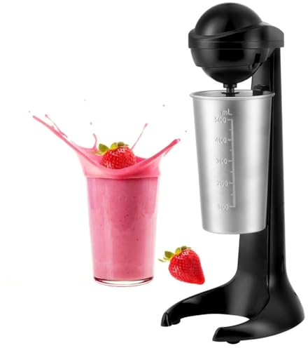 Milkshake Maker 100W, 500ml Stainless Steel Cup, 2 Speed Settings, Milk Frother for Protein Shakes, Cocktails, Frappe and Omelettes