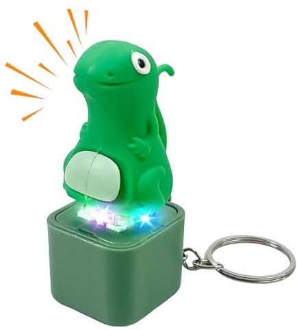 Lergas Schlüsselanhänger Lustig Anti-Stress Clicker, Lizard Button Keychain Mit Tonlicht, Clicky Spielzeug Tragbarer Stressabbau, USB Wiederaufladbar, für Kinder Erwachsene Programmierer Studenten (A)