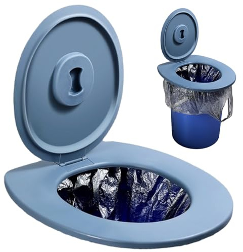 Eimer-Toilettensitz mit Deckel, 250 kg belastbar, wasserdichter PVC-Camping-Toilettensitz mit festen Schlitzen, tragbarer Deckel für lange Reisen, Wandern, Camping, drinnen und draußen, Dekoration im