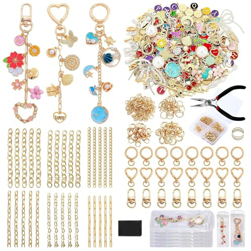 Leseogye 544 Stück Anhänger Selber Machen, Diy Set Erwachsene | DIY Schlüsselanhänger Basteln mit Karabinerhaken, Charms, Emaille, Taschenanhänger