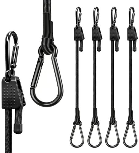4 Stück Verstellbar Spanngummi mit Karabiner Haken Expander mit karabinerhaken Überlegen Gummispanner für Sonnensegel, Gepäck, Fahrrad, Garten und Ladung Frei Verstellbare Länge bis zu 1 m