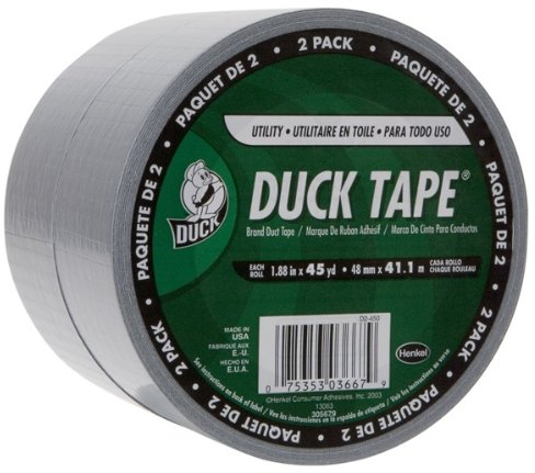 Duck Brand 1118395 Basic Strength Duct Tape, 1.88 Inches by 45 Yards, Silver, 2 Rolls per Pack