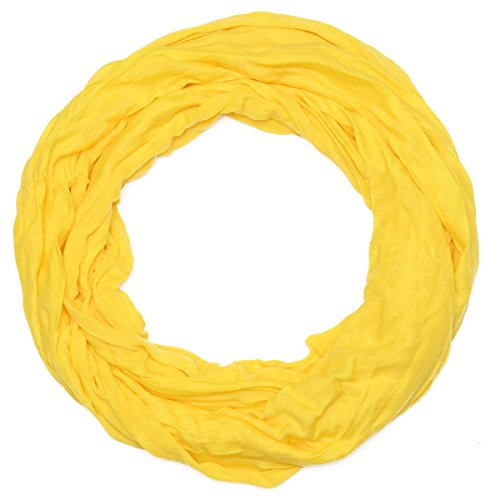 Kandharis unifarbenes Crinkle Loopschal Rundschal Crush-Optik Unisex JC39 Gelb 160cm