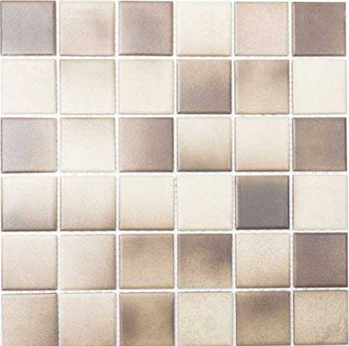 Mosaico cuadrado mezcla beige/marrón antideslizante R10C cerámica antideslizante plato de ducha suelo cocina baño - 1 arco/estera