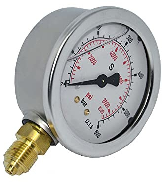 Unbekannt Manometer Glycerin Ø 63 mm senkrecht 1/4 AG Hydraulik Glyzerin Rohrfeder KL 1,6 (0-1bar)