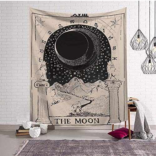 Boyouth Wandteppich, Tarot-Bilder, Digitaldruck, Wandteppich, Dekoration für Wohnzimmer, Schlafzimmer, Schlafsaal Modern 59.1x51.2(150cm*130cm) The Moon,xviii