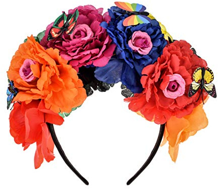 DreamLily Frida Kahlo Mexican Rose Flower Crown Headband Halloween Party Costume Headpiece NC26
