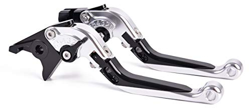 Auzkong Bremshebel Klappbar Kupplungshebel Skalierbar CNC Motorrad Hebel Kompatibel mit Aprilia RS 125 (2006-2010) Silber Schwarz