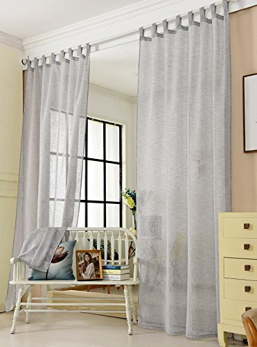 Laneetal 1 Stück Gardine, Vorhang transparent mit Ösen, Fensterschal Leinen Optik, Schlaufenschal Leinenvorhang im Landhausstil, für Wohnzimmer Kinderzimmer Schlafzimmer, 140 x 245 cm, Creme