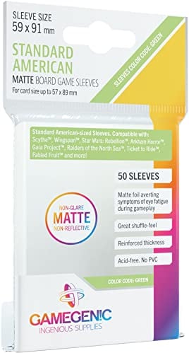 Gamegenic, Matte Standard American-Sized Sleeves, Sleeve Color Code: Green