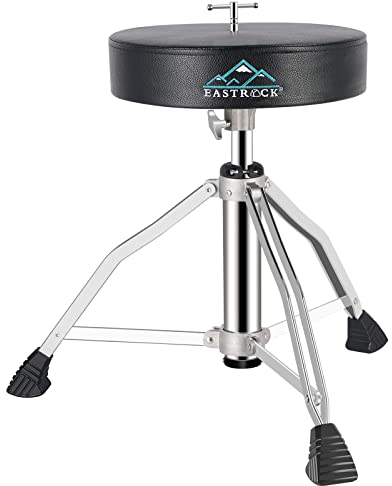 EASTROCK Drum Throne Drum Seat Height Adjustable,Rotatable Padded Drum Stools Motorcycle Style Drum Chair with Anti-Slip Feet for Drummers,Adult (Professional)
