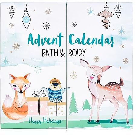 Accentra – Pflege Adventskalender 2024 für Mädchen mit 24 Pflegeprodukten – Adventskalender Beauty mit Bodylotion, Badebomben, Duschgel, Shampoo, Lip Balm, Handcreme uvm. – Weihnachtskalender Teenager