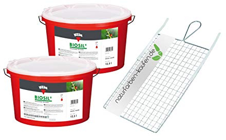 KEIM Biosil Silikatfarbe für Innen mit einem Rollsieb Altweiß 2 Eimer a 12,5 l